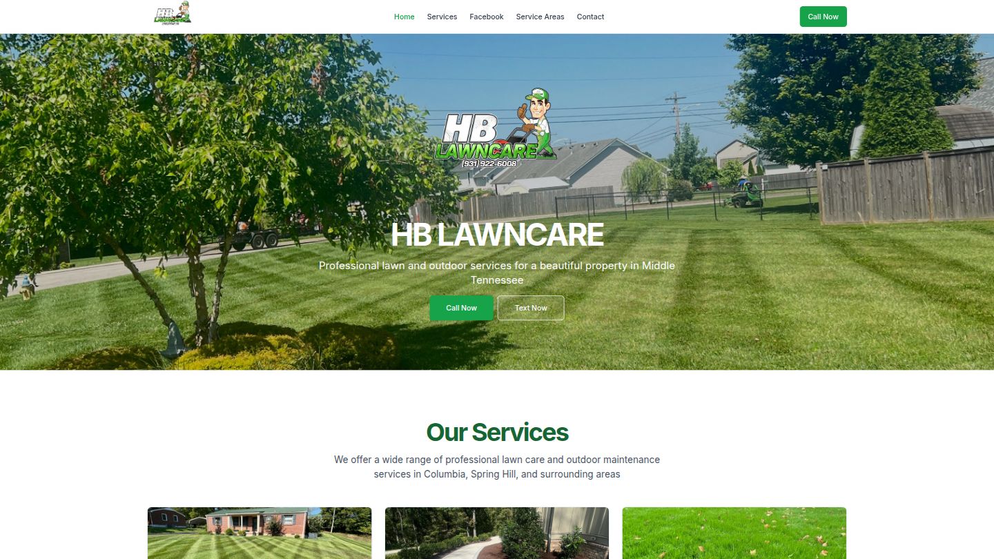 HB Lawncare - Professional lawn care services website for a local business. by Tristen Jackson